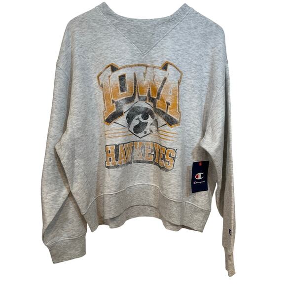 Champion Iowa Hawkeyes Crewneck Sweatshirt XL Gray – Official NCAA College Gear - Picture 1 of 7